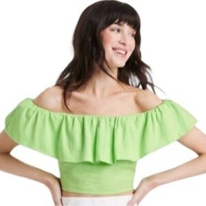 A new day Crop Top linen blend size L NWT